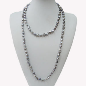 Gray Freshwater Pearl Long Necklace - 120 cm