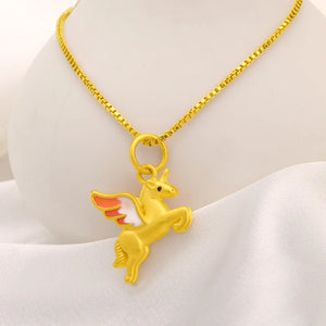 18k Rainbow Unicorn Pendant Necklace for Women