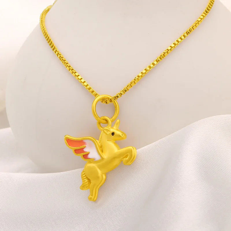 18k Rainbow Unicorn Pendant Necklace for Women
