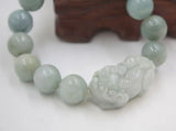 100% Natural A Jade/Jadeite 13mm Beads Pixiu Link Bangle Bracelet