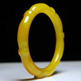 Hand-Carved Emerald Bangles Yellow Chalcedony Bracelet