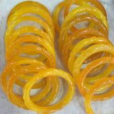 Hand-Carved Emerald Bangles Yellow Chalcedony Bracelet