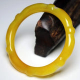 Hand-Carved Emerald Bangles Yellow Chalcedony Bracelet