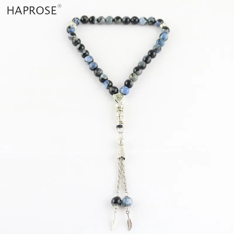 100% Natural Agate 33 Beads Muslim Bracelet 6-10mm Tasbih Ala Rosaries