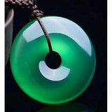 Natural Agate Amulet Jade Pendant Circle Donut Necklace