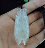 Natural Albite Jade Pendant Shuimo Jade Carved Cicada Pendant Necklace