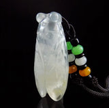Natural Albite Jade Pendant Shuimo Jade Carved Cicada Pendant Necklace