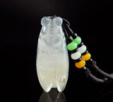 Natural Albite Jade Pendant Shuimo Jade Carved Cicada Pendant Necklace