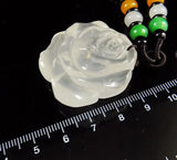 Natural Albite Jade Pendant Shuimo Jade Carved Peony Flower Beads Necklace