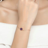 Natural Amethyst Bracelet 925 Silver 18K Rose Plated Purple Bracelet