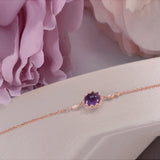 Natural Amethyst Bracelet 925 Silver 18K Rose Plated Purple Bracelet
