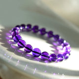 Natural Amethysts Bracelet Purple Stone Beaded Couple Brazalete