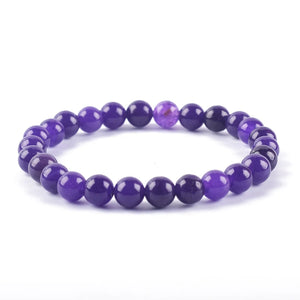 Natural Amethysts Bracelet Purple Stone Beaded Couple Brazalete
