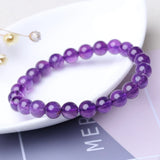 Natural Amethysts Bracelet Purple Stone Beaded Couple Brazalete