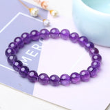 Natural Amethysts Bracelet Purple Stone Beaded Couple Brazalete