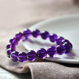Natural Amethysts Bracelet Purple Stone Beaded Couple Brazalete