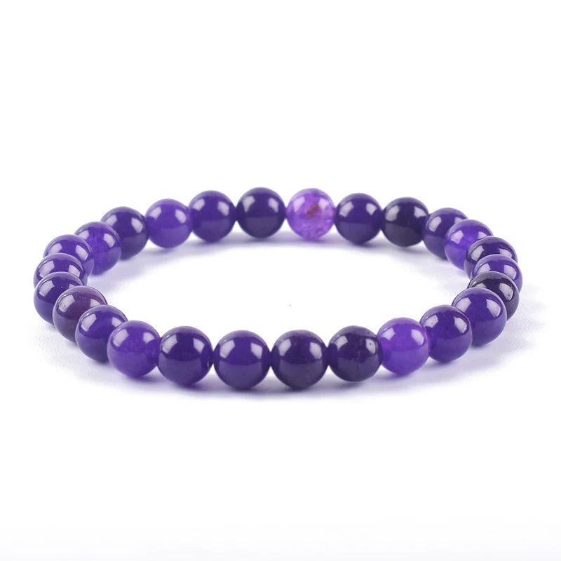 Natural Amethysts Bracelet Purple Stone Beaded Couple Brazalete