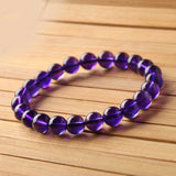 Natural Amethysts Bracelet Purple Stone Beaded Couple Brazalete