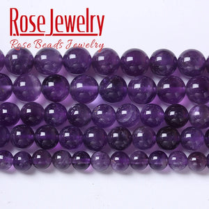 100% Natural Amethysts Crystal Beads 4-12mm 15 Inch