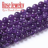 100% Natural Amethysts Crystal Beads 4-12mm 15 Inch