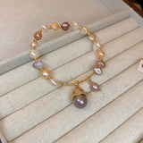 Natural Baroque Freshwater Pearl Cat Charm Bracelet
