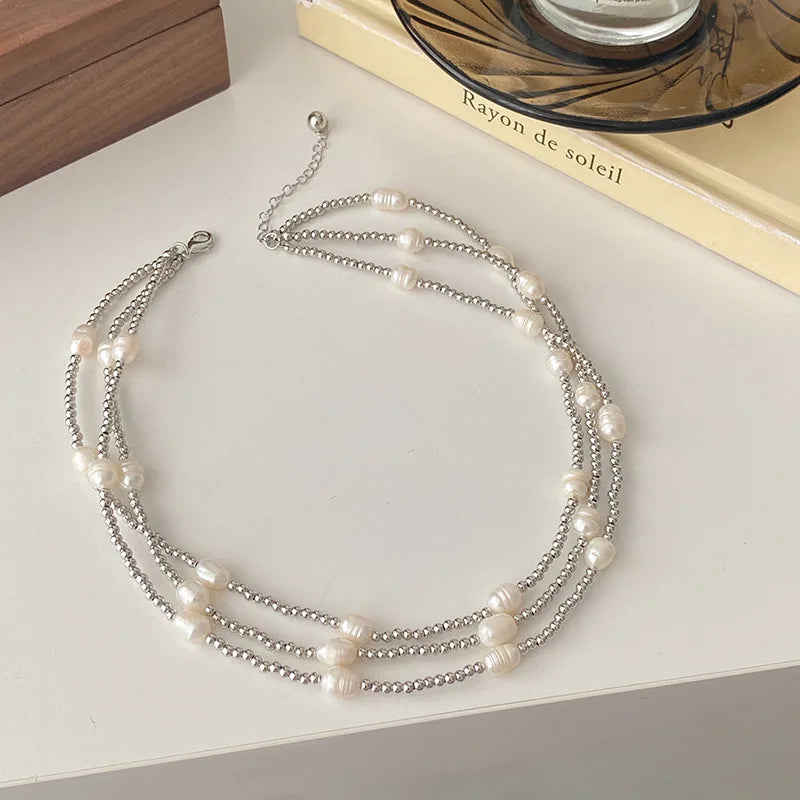 Baroque Freshwater Pearl Stainless Steel Necklace