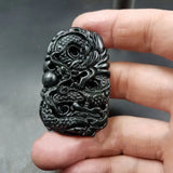 Natural Black-green Jade Dragon Pendant Jewelry