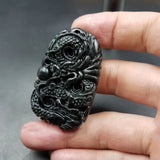 Natural Black-green Jade Dragon Pendant Jewelry