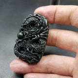 Natural Black-green Jade Dragon Pendant Jewelry