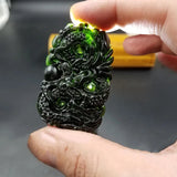 Natural Black-green Jade Dragon Pendant Jewelry