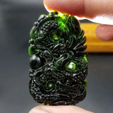 Natural Black-green Jade Dragon Pendant Jewelry