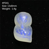 Natural Moonstone Crystal Pendant Fox Carved Beads Healing Luck Gift Jewelry