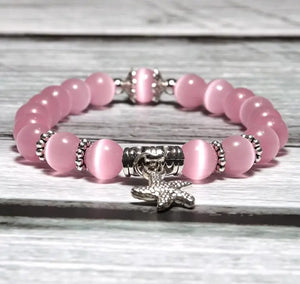 Cat Eyes Stone Bracelet Women Starfish Pendant Birthday Gift