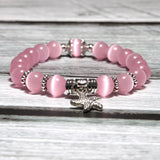 Cat Eyes Stone Bracelet Women Starfish Pendant Birthday Gift