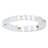 Natural Cat Eyes Stone Bracelet Women Pave Setting Zircon Beaded Bracelet