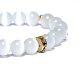 Natural Cat Eyes Stone Bracelet Women Pave Setting Zircon Beaded Bracelet