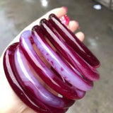 Natural Chalcedony Ice purple bracelets women handcarved jade bangle jewelry