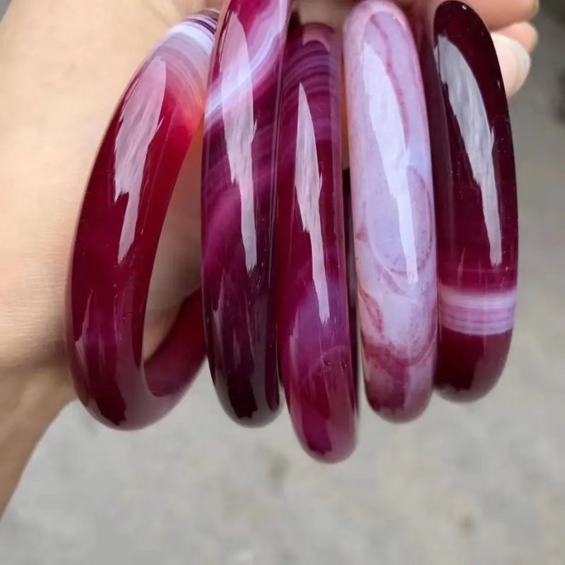 Natural Chalcedony Ice purple bracelets women handcarved jade bangle jewelry