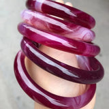 Natural Chalcedony Ice purple bracelets women handcarved jade bangle jewelry