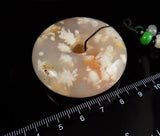 Natural Cherry Blossom Agate Pendant Coin Necklace