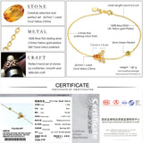 Natural Citrine Bracelet 925 Silver Charm Yellow Bee Gemstone CCHI002