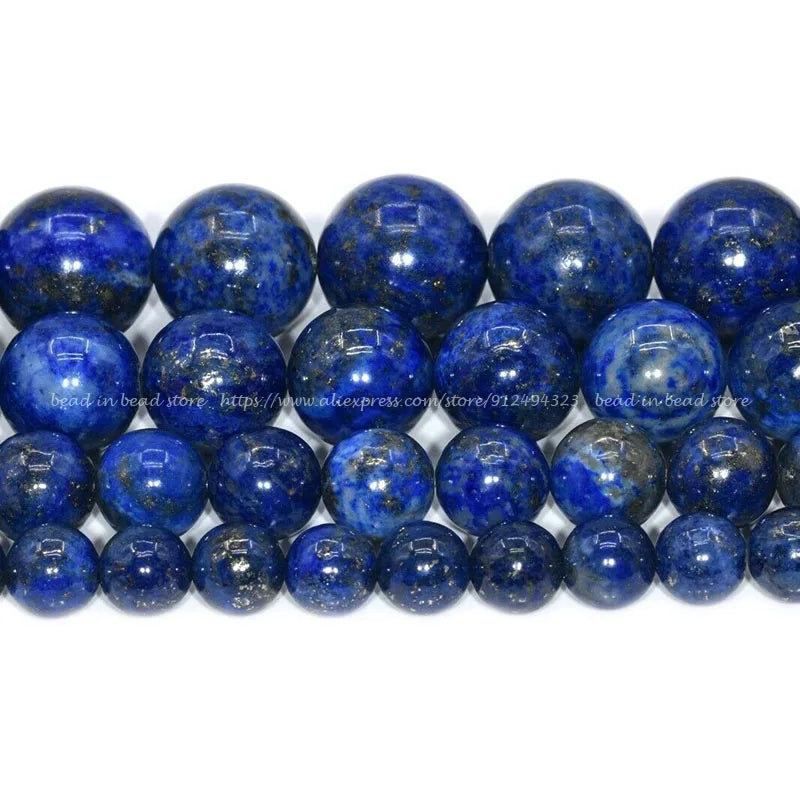 100% Natural Lapis Lazuli Beads AAAAA Round Loose Beads for Jewelry Making