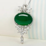Natural Emerald Green Pendant Silver S925 Jade Necklace