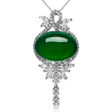Natural Emerald Green Pendant Silver S925 Jade Necklace