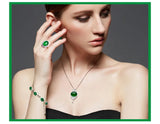 Natural Emerald Green Pendant Silver S925 Jade Necklace