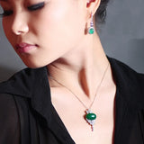 Natural Emerald Green Pendant Silver S925 Jade Necklace