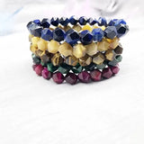 Natural Faceted Tiger Eyes Bracelet 8mm Stone Strand