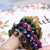 Natural Faceted Tiger Eyes Bracelet 8mm Stone Strand