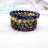 Natural Faceted Tiger Eyes Bracelet 8mm Stone Strand
