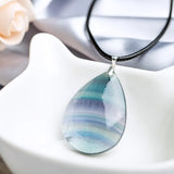 Natural Fluorite Water Drop Pendant Reiki Healing Crystal Pendulum